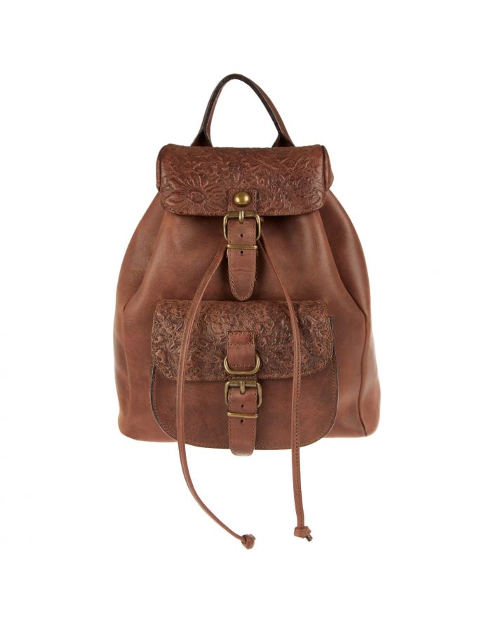 Δερμάτινο Σακίδιο με σχέδιο λουλούδι