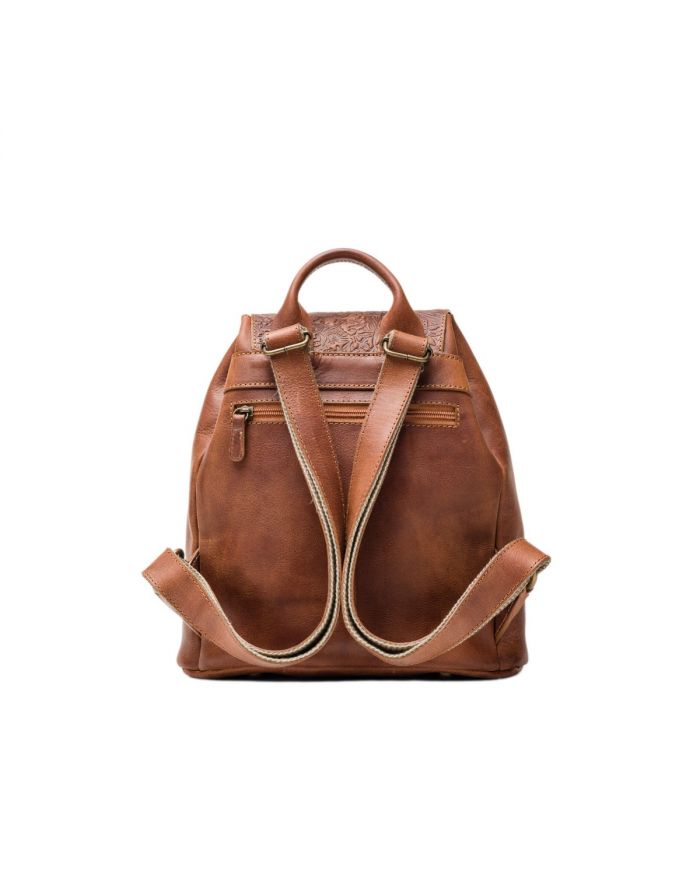 Δερμάτινο Σακίδιο Πλάτης με σχέδιο λουλούδι