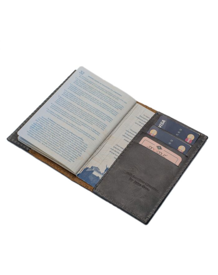 Δερμάτινη Θήκη Διαβατηρίου με σχέδιο λουλούδι